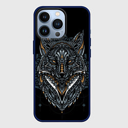 Чехол для iPhone 13 Pro ЭТНИЧЕСКАЯ ЛИСА FOX ABSTRACT, цвет: 3D-тёмно-синий