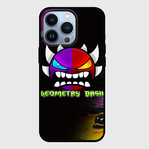 Чехол iPhone 13 Pro Geometry Dash: Demon Art / 3D-Черный – фото 1