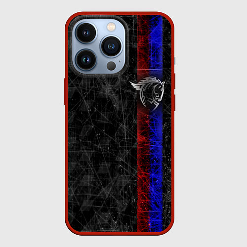 Чехол iPhone 13 Pro ЦСКА Москва black theme / 3D-Красный – фото 1