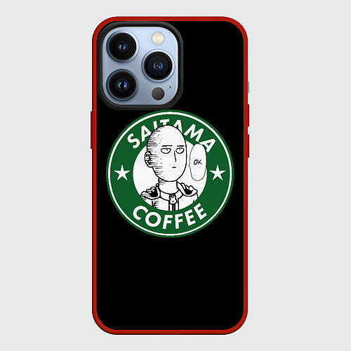 Чехол iPhone 13 Pro ONE-PUNCH MAN OK COFFEE / 3D-Красный – фото 1