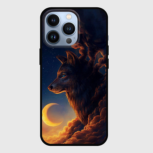 Чехол iPhone 13 Pro Ночной Волк Night Wolf / 3D-Черный – фото 1