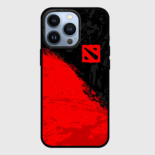 Чехол iPhone 13 Pro DOTA 2 RED LOGO, БРЫЗГИ КРАСОК / 3D-Черный – фото 1