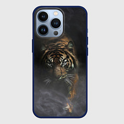 Чехол для iPhone 13 Pro Тигр в тумане, цвет: 3D-тёмно-синий