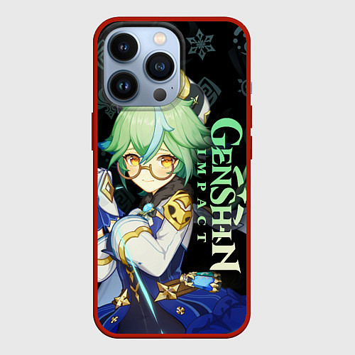 Чехол iPhone 13 Pro Genshin Impact - Sucrose / 3D-Красный – фото 1