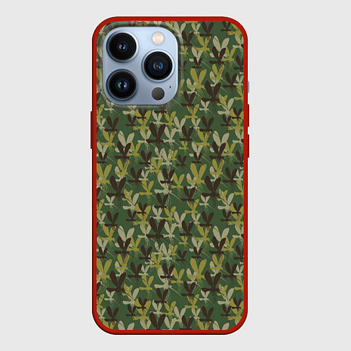 Чехол iPhone 13 Pro Комары камуфляж / 3D-Красный – фото 1