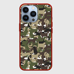 Чехол для iPhone 13 Pro Камуфляж из Собак Camouflage, цвет: 3D-красный