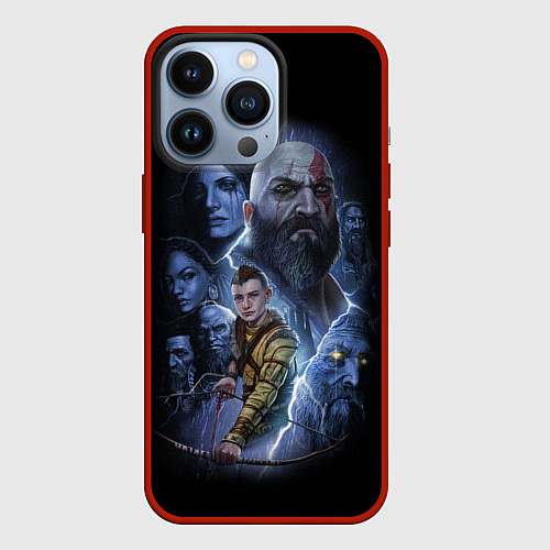 Чехол iPhone 13 Pro GOD OF WAR РАГНАРЁК / 3D-Красный – фото 1