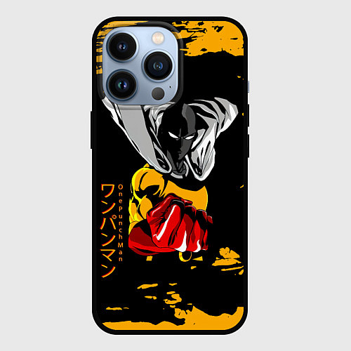 Чехол iPhone 13 Pro Сайтама грозит кулаком One Punch-Man / 3D-Черный – фото 1