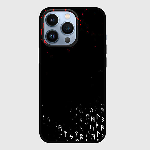 Чехол iPhone 13 Pro КРАСНО БЕЛЫЕ РУНЫ / 3D-Черный – фото 1