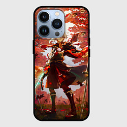 Чехол для iPhone 13 Pro Каэдэхара Кадзуха стоит в лесу Genshin Impact, цвет: 3D-черный