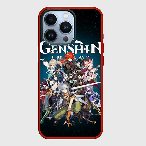 Чехол iPhone 13 Pro GENSHIN IMPACT HEROES SPACE / 3D-Красный – фото 1