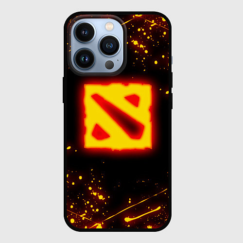 Чехол iPhone 13 Pro DOTA 2 FIRE LOGO ДОТА 2 ОГНЕННЫЙ ЛОГО / 3D-Черный – фото 1