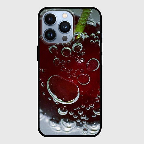 Чехол iPhone 13 Pro Сочная вишня под водой / 3D-Черный – фото 1