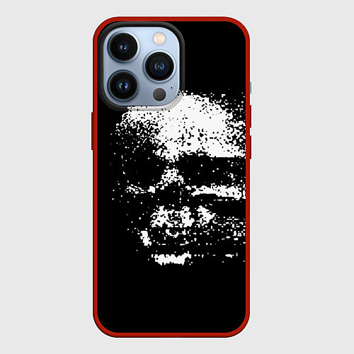 Чехол iPhone 13 Pro Skulls glitch / 3D-Красный – фото 1