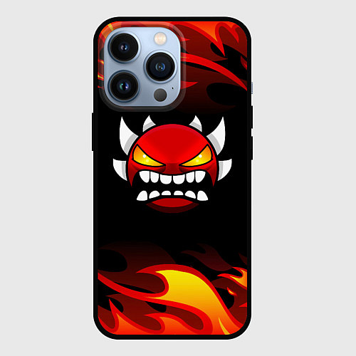 Чехол iPhone 13 Pro Geometry Dash Fire / 3D-Черный – фото 1