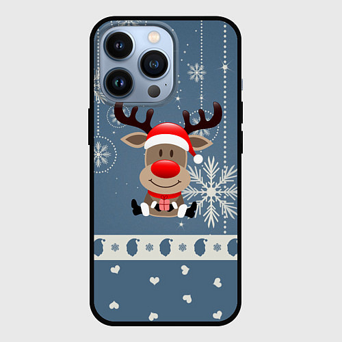 Чехол iPhone 13 Pro New Years Deer / 3D-Черный – фото 1