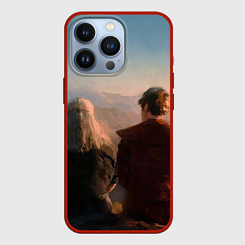 Чехол iPhone 13 Pro Ведьмак и Лютик / 3D-Красный – фото 1