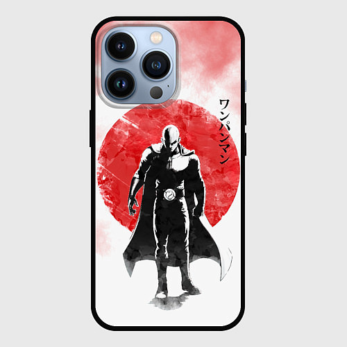 Чехол iPhone 13 Pro Сайтама красный дым One Punch-Man / 3D-Черный – фото 1