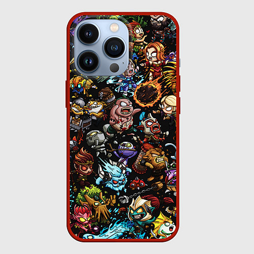 Чехол iPhone 13 Pro DOTA 2 ВСЕ ПЕРСОНАЖИ В ЦВЕТЕ / 3D-Красный – фото 1