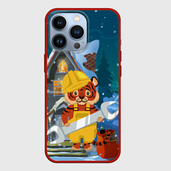 Чехол для iPhone 13 Pro Тигр - ремонтник, цвет: 3D-красный