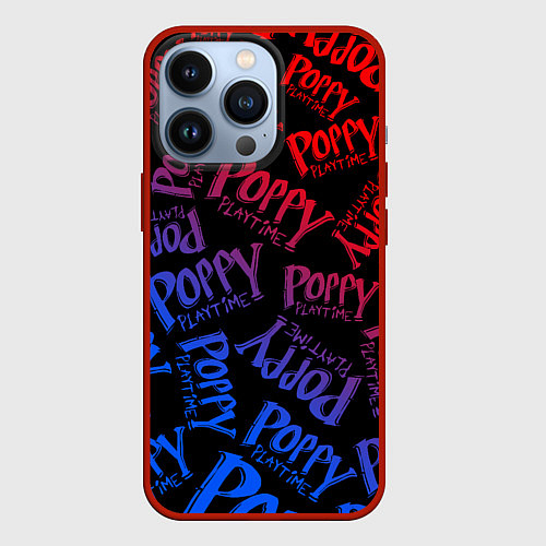 Чехол iPhone 13 Pro POPPY PLAYTIME LOGO NEON, ХАГИ ВАГИ / 3D-Красный – фото 1