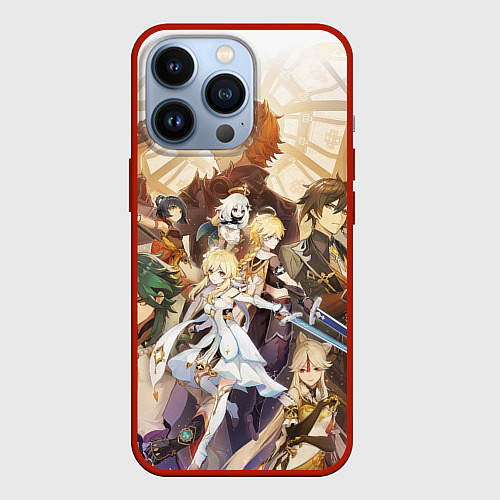 Чехол iPhone 13 Pro GENSHIN IMPACT GODS HEROES / 3D-Красный – фото 1