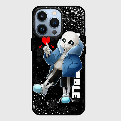 Чехол iPhone 13 Pro НОВОГОДНИЙ САНС UNDERTALE НОВЫЙ ГОД / 3D-Черный – фото 1