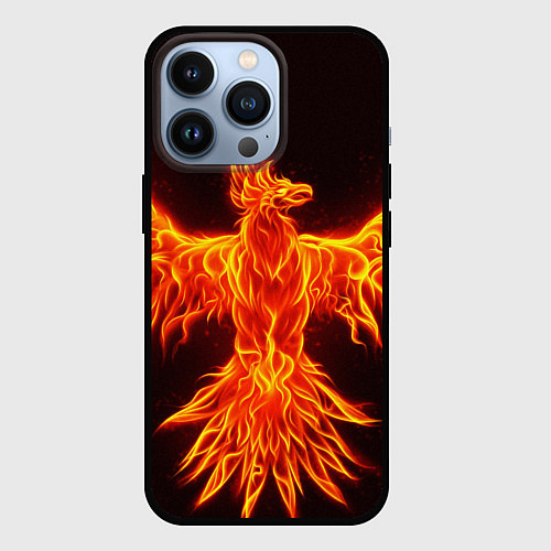 Чехол iPhone 13 Pro ОГНЕННЫЙ ФЕНИКС FIRE PHOENIX / 3D-Черный – фото 1