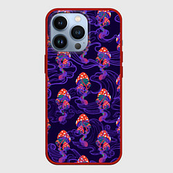 Чехол для iPhone 13 Pro Грибы психоделика, цвет: 3D-красный