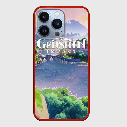 Чехол iPhone 13 Pro МИР ГЕНШИН ИМПАКТ ТЕВАЙТ GENSHIN IMPACT / 3D-Красный – фото 1