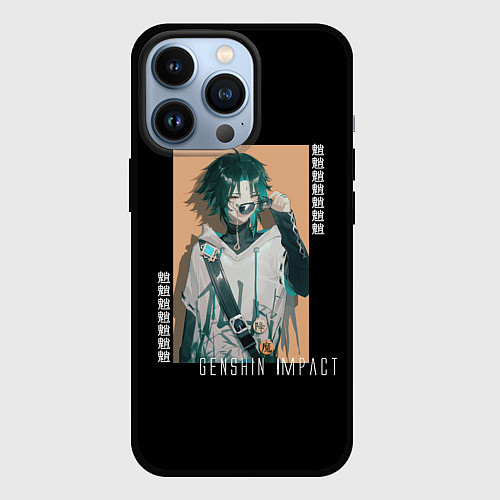 Чехол iPhone 13 Pro Genshin Impact Xiao / 3D-Черный – фото 1