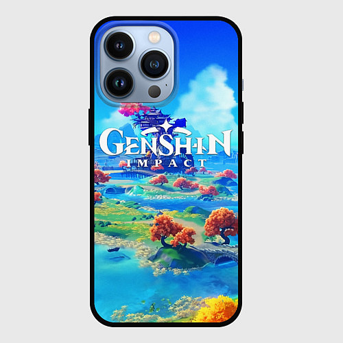 Чехол iPhone 13 Pro МИР ГЕНШИН ИМПАКТ WORLD GENSHIN IMPACT / 3D-Черный – фото 1