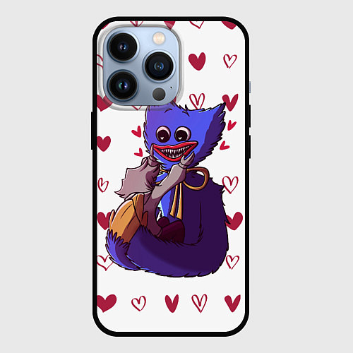 Чехол iPhone 13 Pro POPPY PLAYTIME - ХАГГИ ВАГГИ СЕРДЕЧКИ / 3D-Черный – фото 1