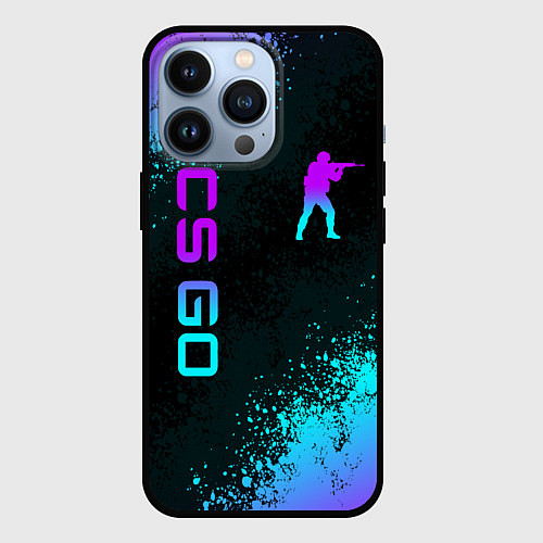 Чехол iPhone 13 Pro CS GO NEON SYMBOL STYLE SKIN КС ГО НЕОН / 3D-Черный – фото 1