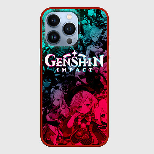 Чехол iPhone 13 Pro GENSHIN IMPACT NEON HEROES ГЕНШИН ИМПАКТ НЕОН ГЕРО / 3D-Красный – фото 1