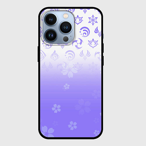 Чехол iPhone 13 Pro GENSHIN IMPACT SYMBOL PATTERN SAKURA САКУРА / 3D-Черный – фото 1