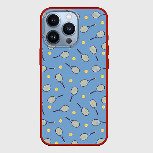 Чехол iPhone 13 Pro Большой теннис паттерн / 3D-Красный – фото 1