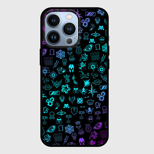 Чехол iPhone 13 Pro RAINBOW SIX SIEGE NEON PATTERN SYMBOL / 3D-Черный – фото 1