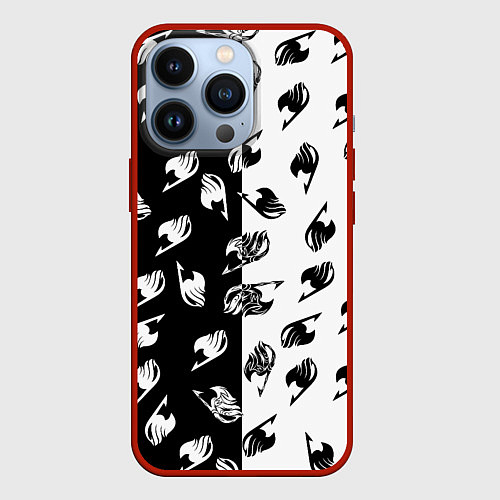 Чехол iPhone 13 Pro FAIRY TAIL BLACK WHITE ХВОСТ ФЕИ СИМВОЛЫ ЧЁРНО БЕЛ / 3D-Красный – фото 1