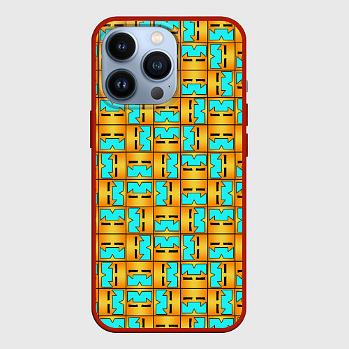 Чехол iPhone 13 Pro GEOMETRY DASH CLASSIC FACE PATTERN КЛАССИКА / 3D-Красный – фото 1