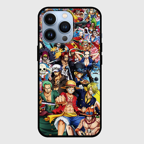 Чехол iPhone 13 Pro ВСЕ ГЕРОИ АНИМЕ ВАН ПИС ALL HEROES ONE PIECE / 3D-Черный – фото 1