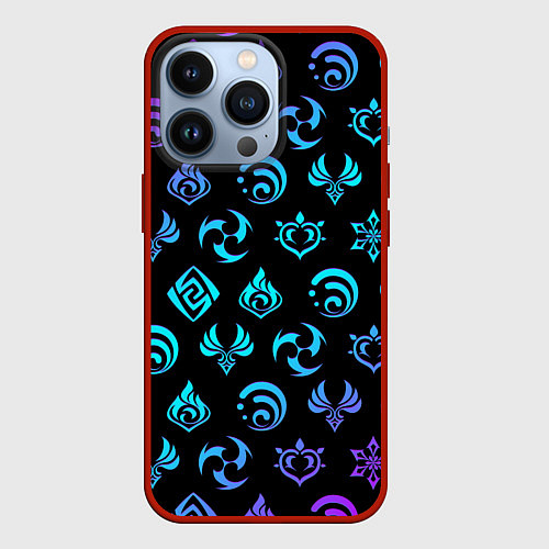 Чехол iPhone 13 Pro NEON SYMBOL HERO GENSHIN IMPACT / 3D-Красный – фото 1