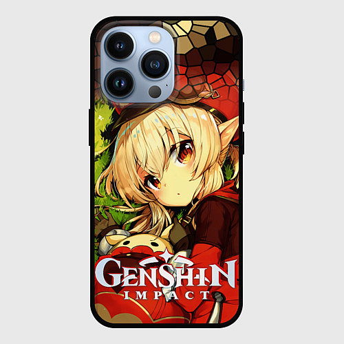 Чехол iPhone 13 Pro Кли - искорка из Genshin Impact / 3D-Черный – фото 1