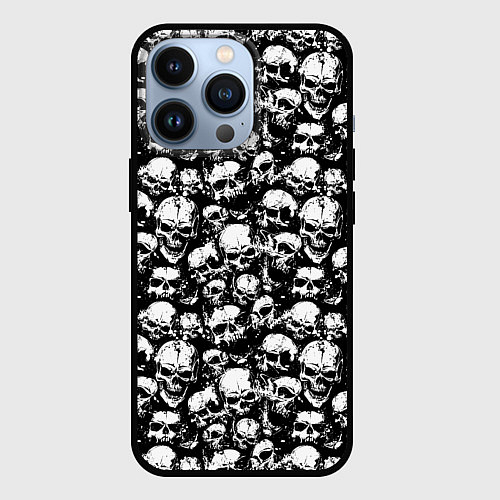 Чехол iPhone 13 Pro Screaming skulls / 3D-Черный – фото 1