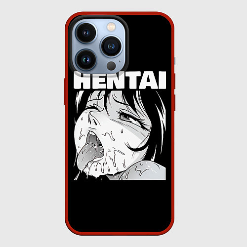 Чехол iPhone 13 Pro HENTAI девочка ahegao / 3D-Красный – фото 1