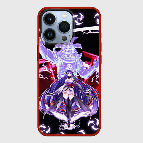 Чехол iPhone 13 Pro SHOGUN RAIDEN SAMURAI DEMON GENSHIN IMPACT / 3D-Красный – фото 1