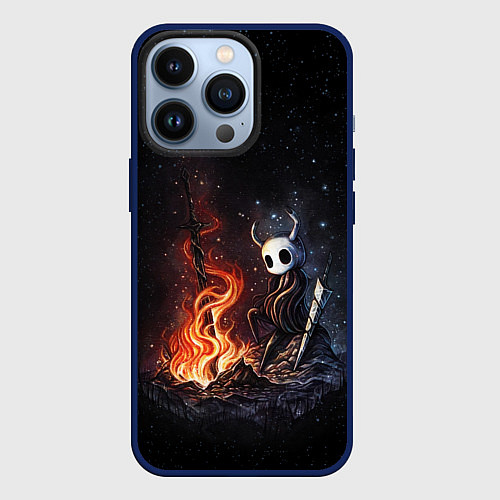Чехол iPhone 13 Pro HOLLOW KNIGHT У КОСТРА / 3D-Тёмно-синий – фото 1