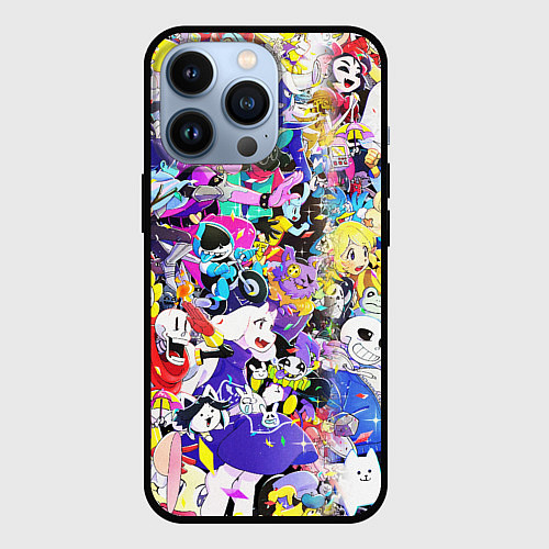 Чехол iPhone 13 Pro UNDERTALE PATTERN HEROES, ВСЕ ГЕРОИ ИГРЫ / 3D-Черный – фото 1