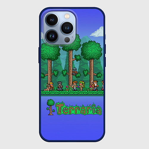 Чехол iPhone 13 Pro Лесок из Террарии / 3D-Тёмно-синий – фото 1