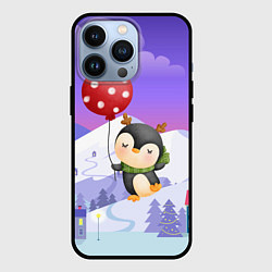 Чехол для iPhone 13 Pro Новогодний пингвин с шариком, цвет: 3D-черный